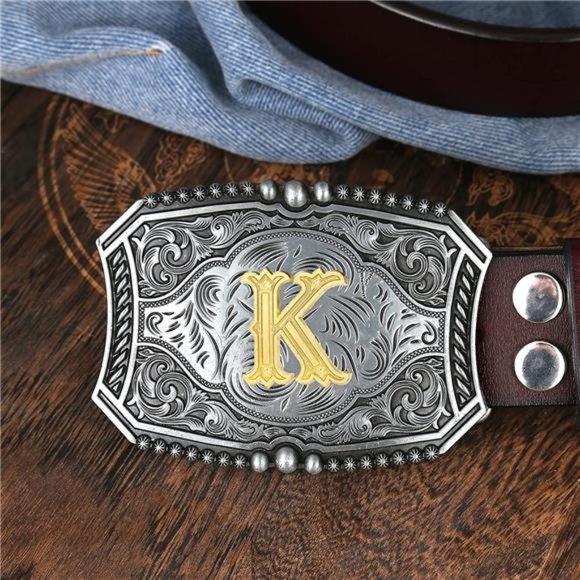 JMM Western Belt Buckle Initial Letters ABCDEFG to Y-Cowboy Rodeo Belt Buckle main image 5